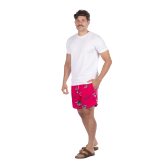 Short Masculino Praia Pink Não Aguenta Bebe Leite