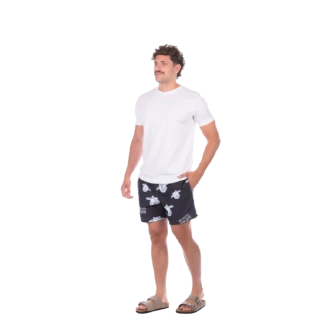 Short Masculino Praia Preto Com Cinza Não Aguenta Bebe Leite