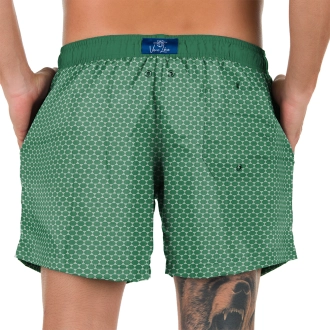 Short Masculino Praia Verde Cobalto Geométrico