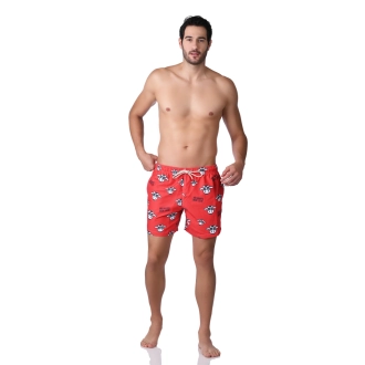 Short Masculino Praia Vermelho Ferrari Não Aguenta Bebe Leite