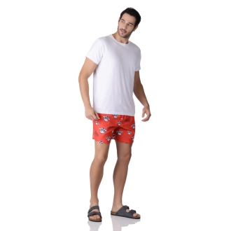 Short Masculino Praia Vermelho Ferrari Não Aguenta Bebe Leite
