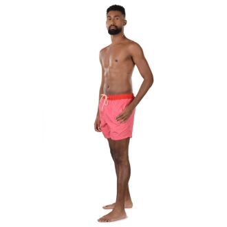 Short Masculino Praia Vermelho Vintage Geométrico