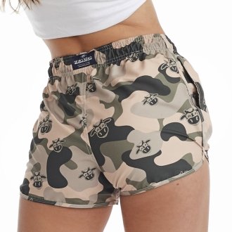 Short Feminino Praia Verde Camuflado Cós Elástico 