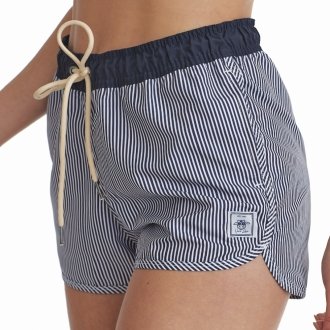 Short Feminino Praia Azul Listrado Grécia Cós Elástico 