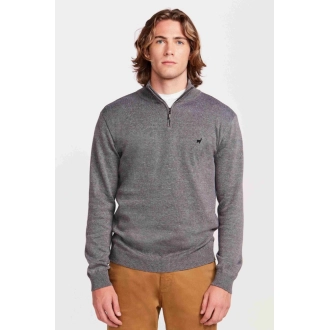 Tricot Zapalla Pablo Meio Zíper - Cinza Mescla