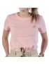 Camiseta Feminina Assinatura Vaca Lôca Rosa com Branco