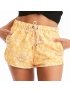 Short Feminino Praia Amarelo Floral Cós Elástico 