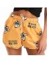 Short Feminino Praia Amarelo Não Aguenta Bebe Leite Cós Elástico