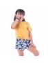 Short Infantil Praia Feminino Azul Marinho Floral 