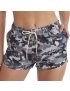 Short Feminino Praia Preto Camuflado Cós Elástico 