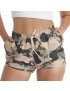 Short Feminino Praia Verde Camuflado Cós Elástico 