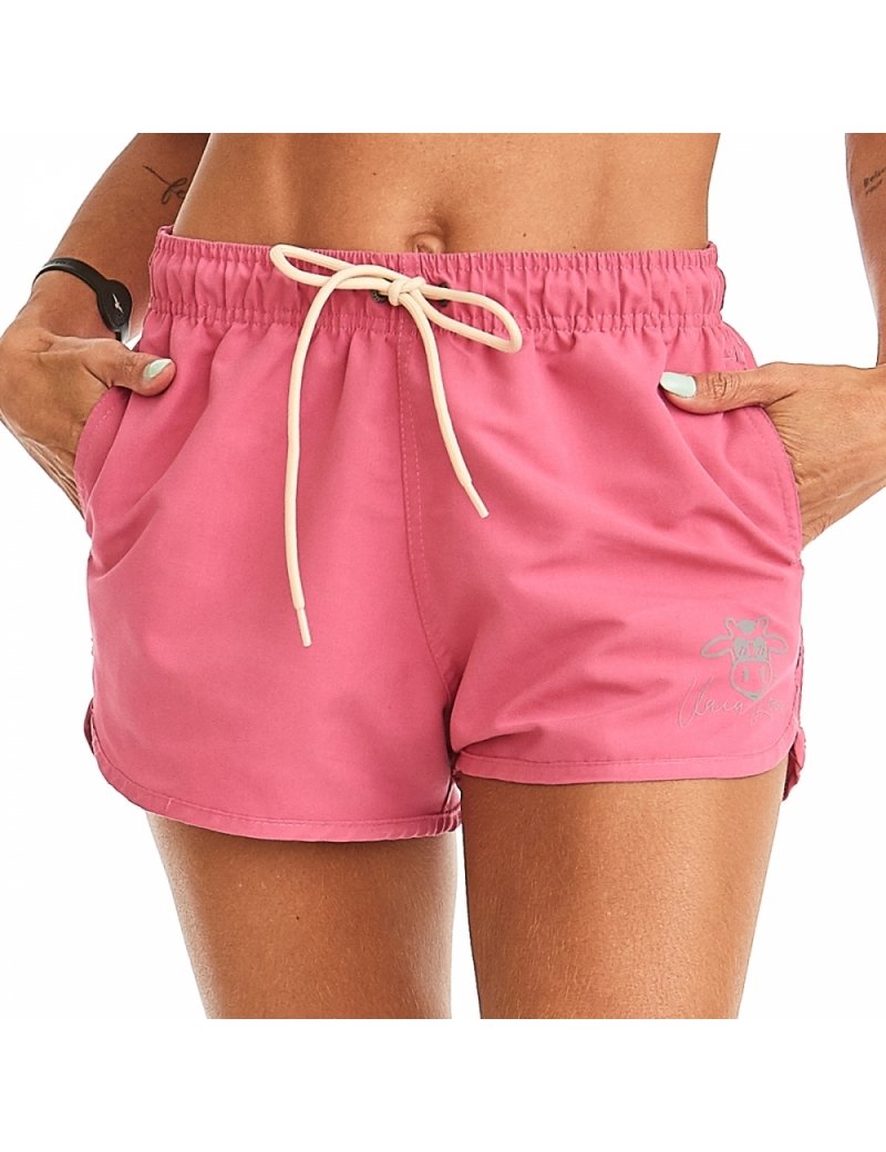 Short Feminino Praia Rosa Cós Elástico Liso