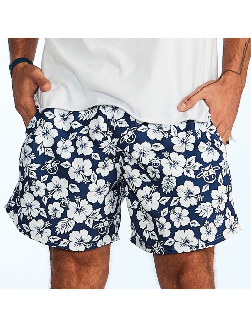 Short Masculino Praia Azul Marinho Floral