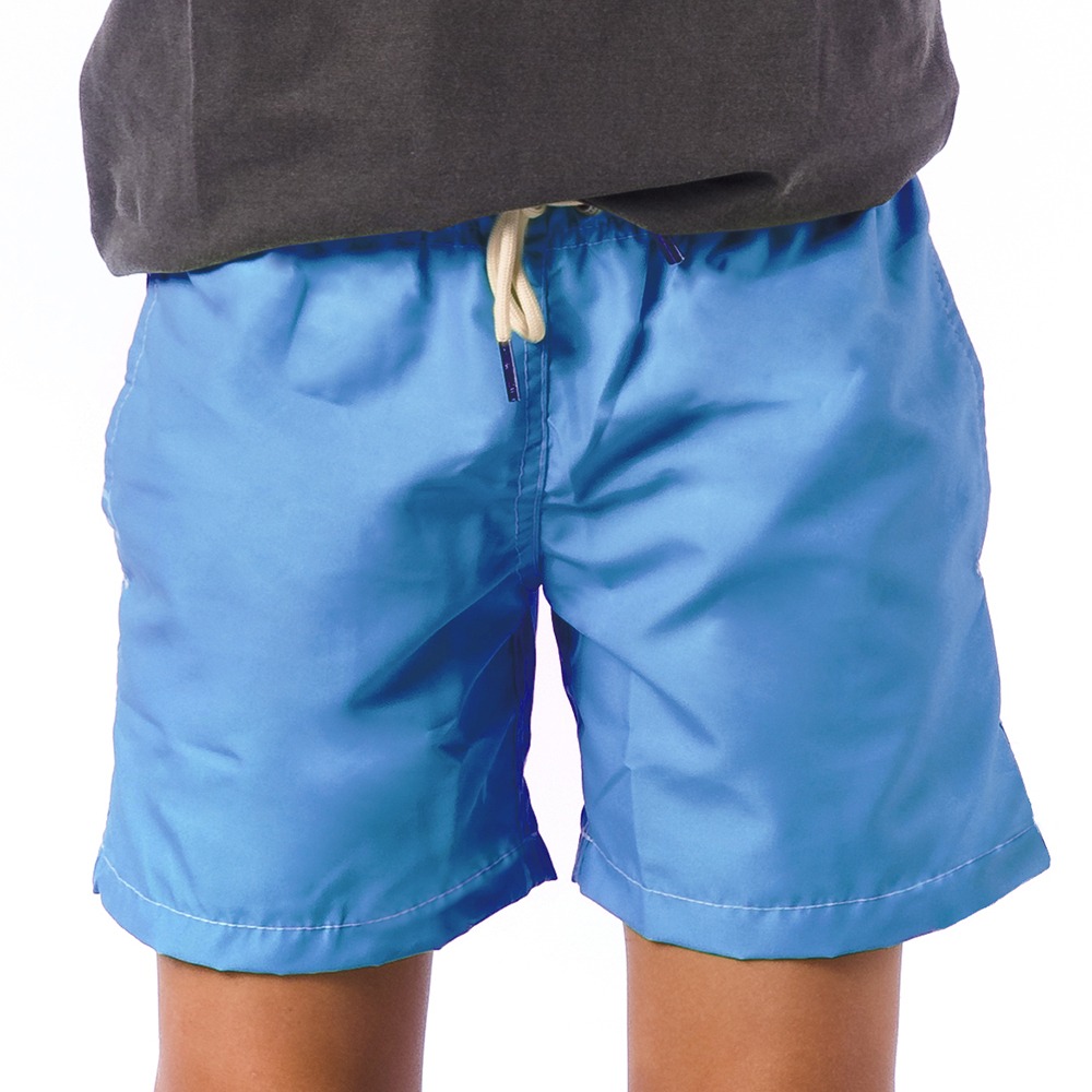 Short Infantil Praia Masculino Azul Turquesa Liso 